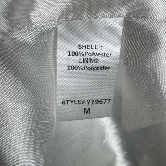 Do+Be white satin collared ruched wrap mini dress size medium - Picture 11 of 12